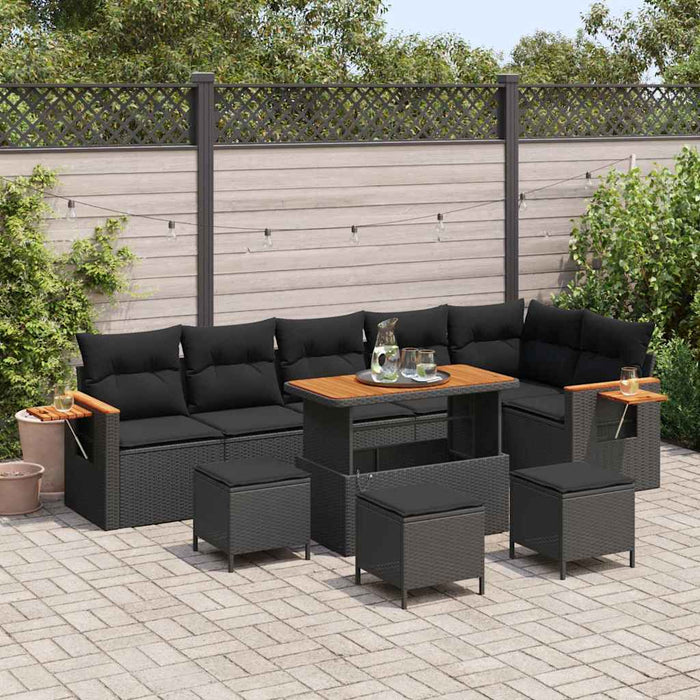 Set de canapele pentru grădină 10 pcs Negru Rattan poli - WALTI WALTI