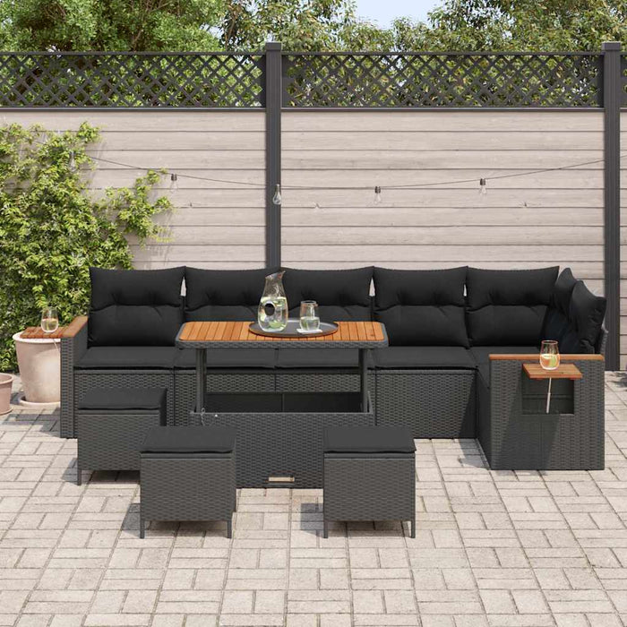 Set de canapele pentru grădină 10 pcs Negru Rattan poli - WALTI WALTI
