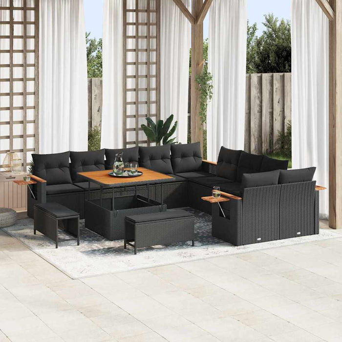 Set de canapele pentru grădină 13 pcs Negru Rattan poli - WALTI WALTI