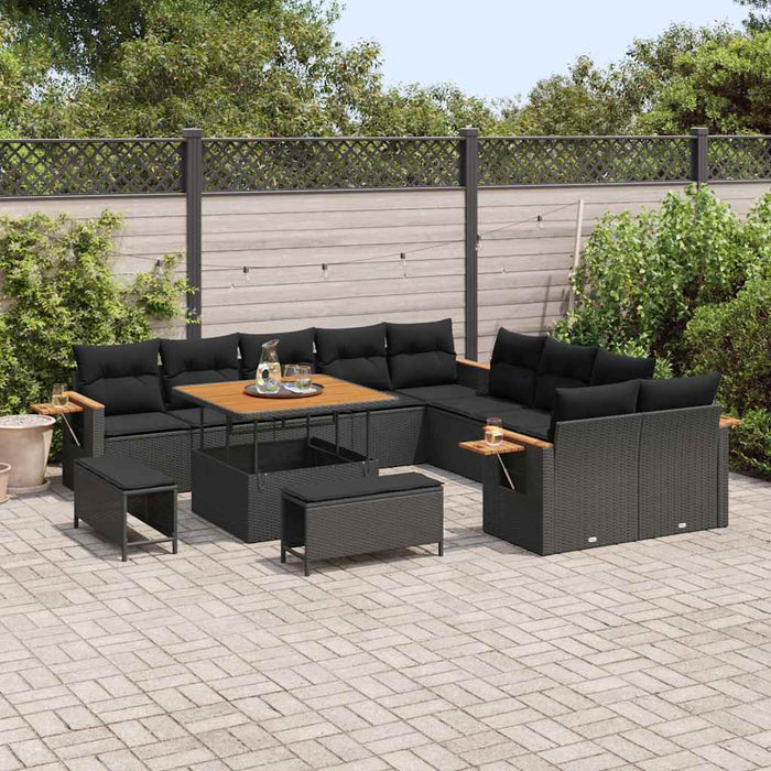 Set de canapele pentru grădină 13 pcs Negru Rattan poli - WALTI WALTI