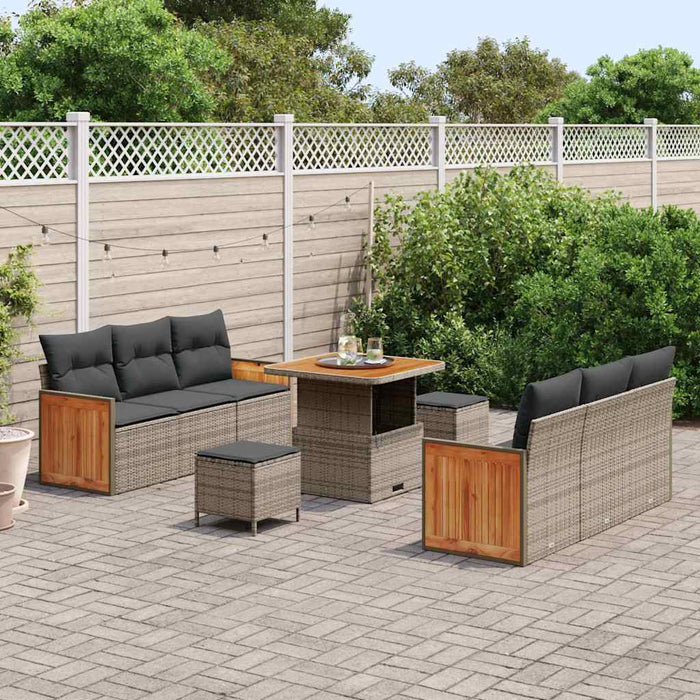 Set de canapele pentru grădină cu pernă 11 pcs Gri poliratan - WALTI WALTI