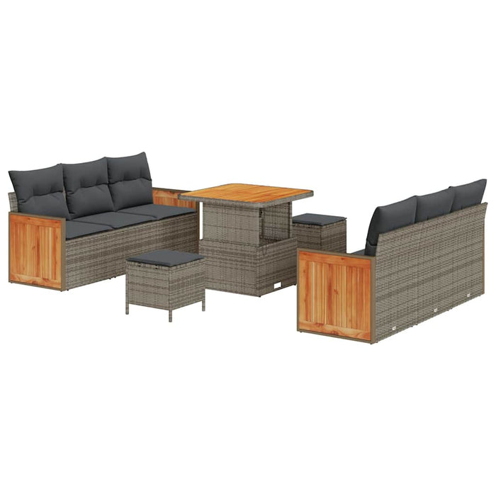 Set de canapele pentru grădină cu pernă 11 pcs Gri poliratan - WALTI WALTI