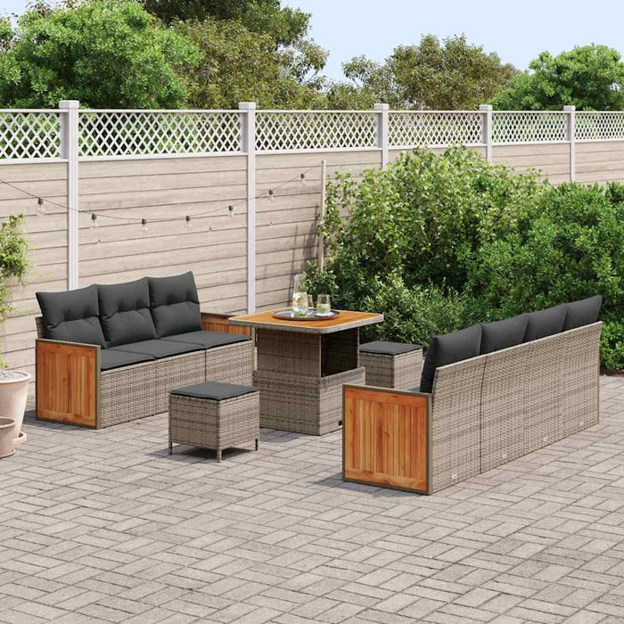 Set de canapele pentru grădină cu pernă 13 pcs Gri poliratan - WALTI WALTI