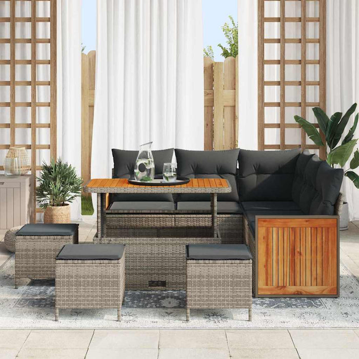 Set de canapele pentru grădină 8 pcs Gri Gri închis poliratan - WALTI WALTI