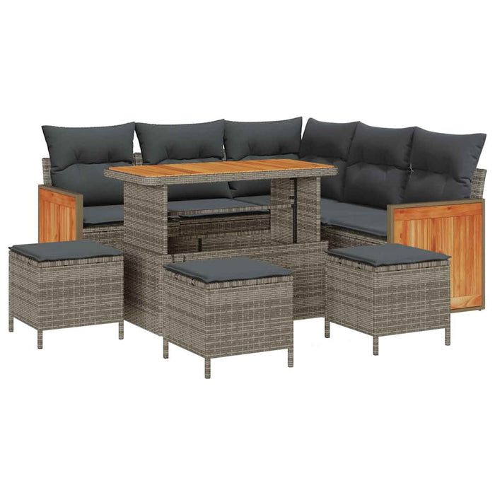 Set de canapele pentru grădină 8 pcs Gri Gri închis poliratan - WALTI WALTI