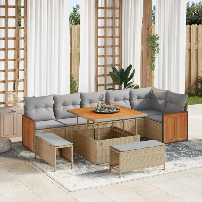 Set de canapele pentru grădină 11 pcs Beige și gri deschis - WALTI WALTI