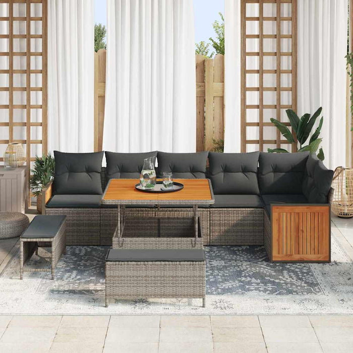 Set de canapele pentru grădină 9 pcs Gri și gri închis - WALTI WALTI