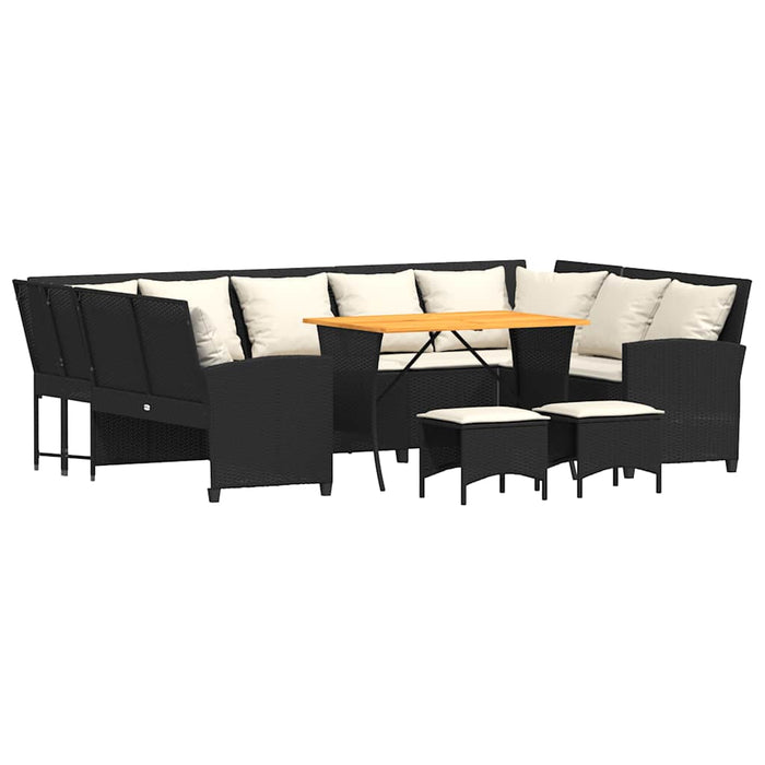 Set mobilier de grădină cu perne, 4 piese, negru, poliratan - WALTI WALTI