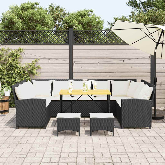 Set mobilier de grădină cu perne, 4 piese, negru, poliratan - WALTI WALTI