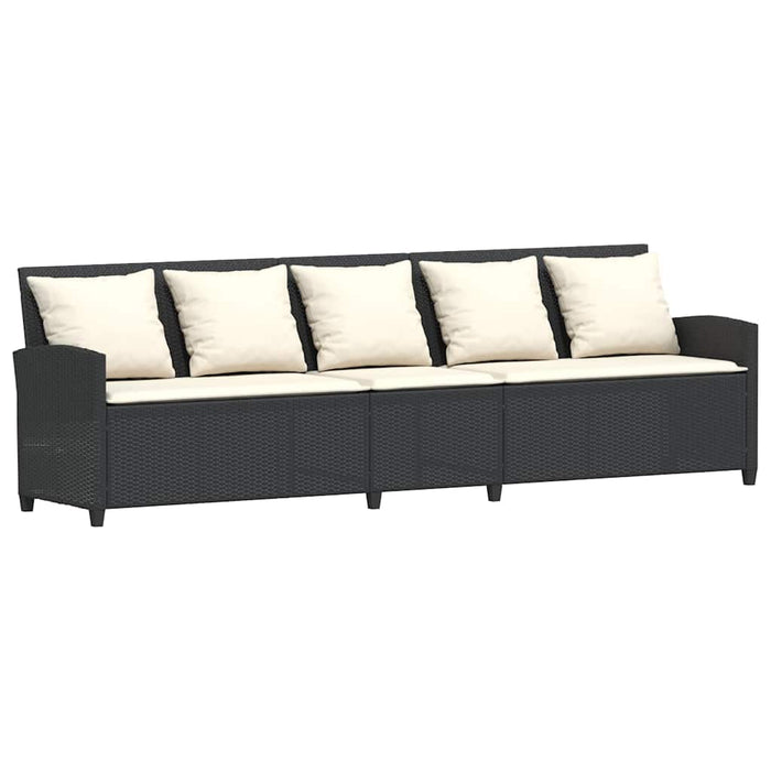 Set mobilier de grădină cu perne, 4 piese, negru, poliratan - WALTI WALTI