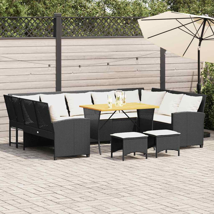 Set mobilier de grădină cu perne, 4 piese, negru, poliratan - WALTI WALTI