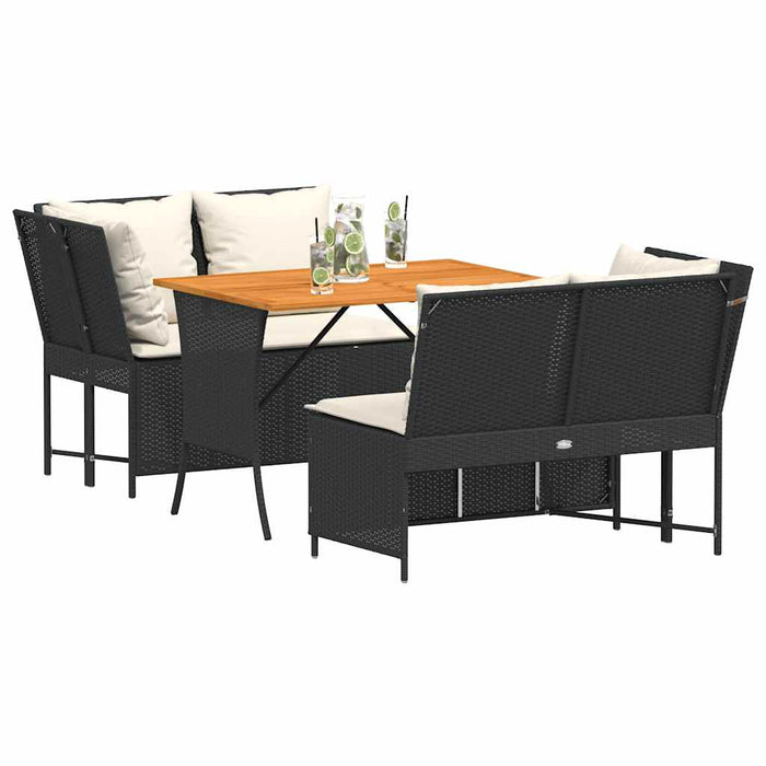 Set mobilier de grădină cu perne, 3 piese, negru, poliratan - WALTI WALTI