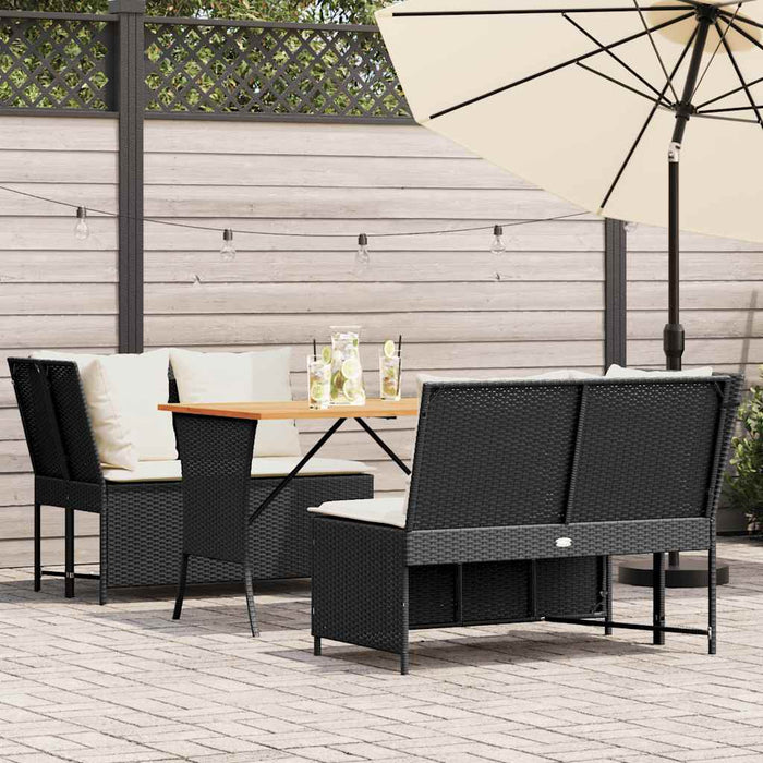 Set mobilier de grădină cu perne, 3 piese, negru, poliratan - WALTI WALTI