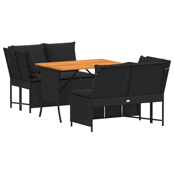 Set mobilier de grădină cu perne, 3 piese, negru, poliratan - WALTI WALTI
