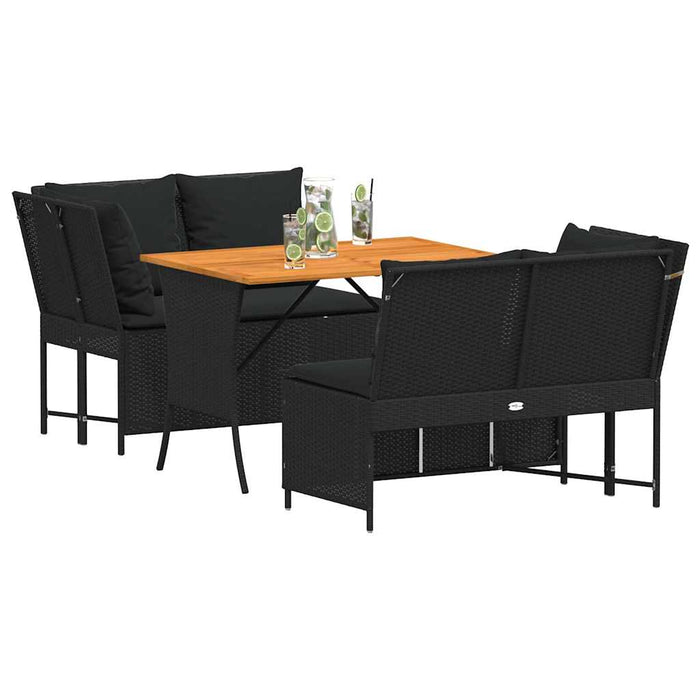 Set mobilier de grădină cu perne, 3 piese, negru, poliratan - WALTI WALTI