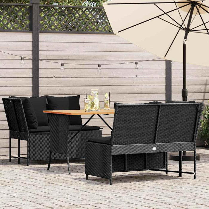 Set mobilier de grădină cu perne, 3 piese, negru, poliratan - WALTI WALTI