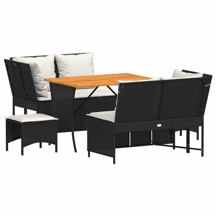 Set mobilier de grădină cu perne, 5 piese, negru, poliratan - WALTI WALTI