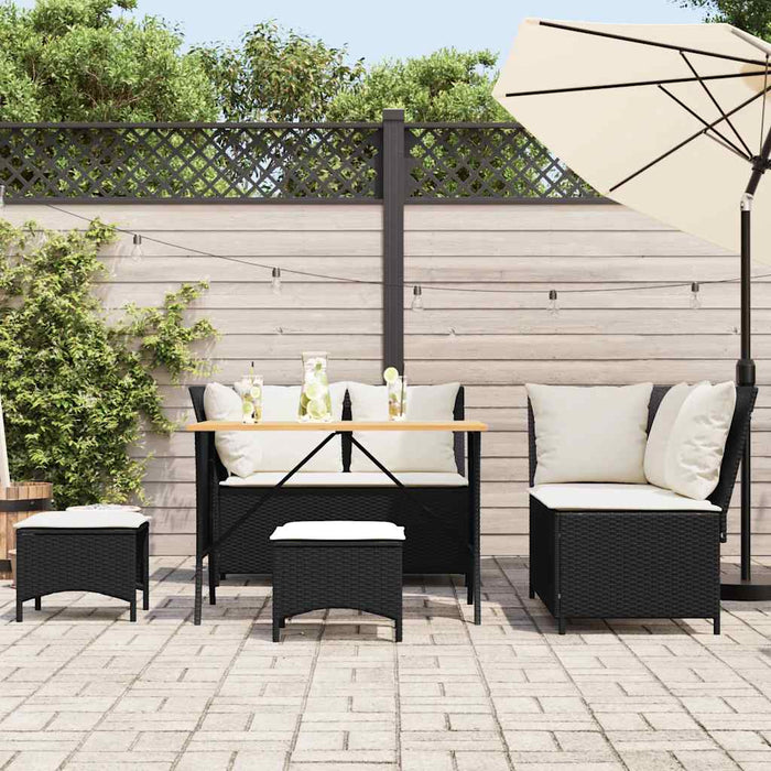 Set mobilier de grădină cu perne, 5 piese, negru, poliratan - WALTI WALTI