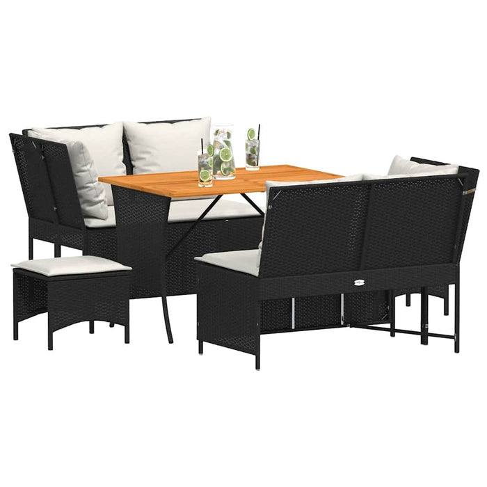 Set mobilier de grădină cu perne, 5 piese, negru, poliratan - WALTI WALTI