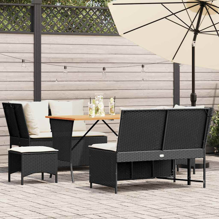 Set mobilier de grădină cu perne, 5 piese, negru, poliratan - WALTI WALTI