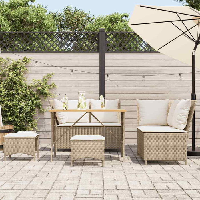 Set canapele de grădină cu perne, 5 piese, bej, poliratan WALTI