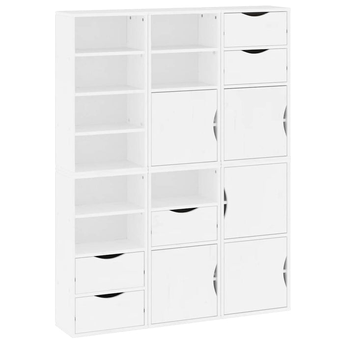 Dulapuri laterale 6 buc ODDA alb 40x24x79 cm lemn masiv de pin WALTI