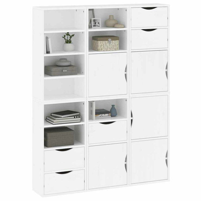 Dulapuri laterale 6 buc ODDA alb 40x24x79 cm lemn masiv de pin WALTI