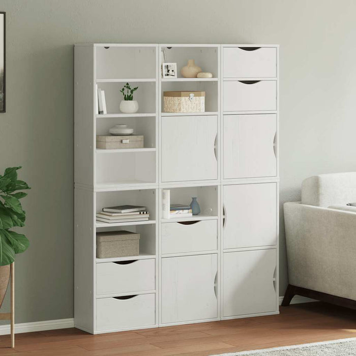 Dulapuri laterale 6 buc ODDA alb 40x24x79 cm lemn masiv de pin WALTI