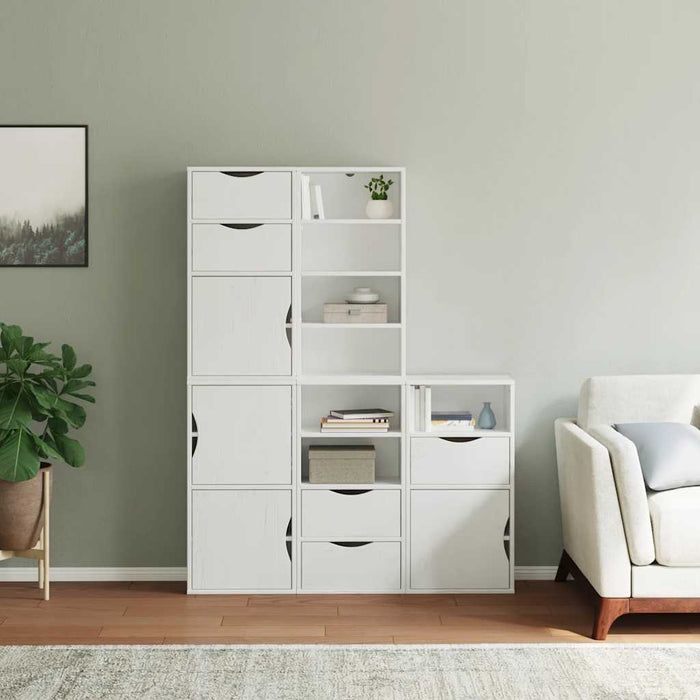 Dulapuri laterale 5 buc ODDA alb 40x24x79 cm lemn masiv de pin WALTI