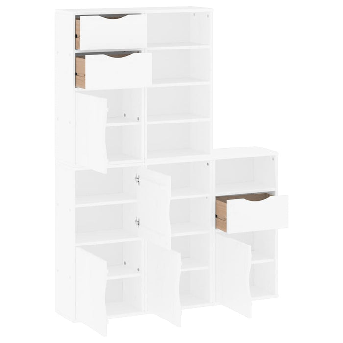 Dulapuri laterale 5 buc ODDA alb 40x24x79 cm lemn masiv de pin WALTI