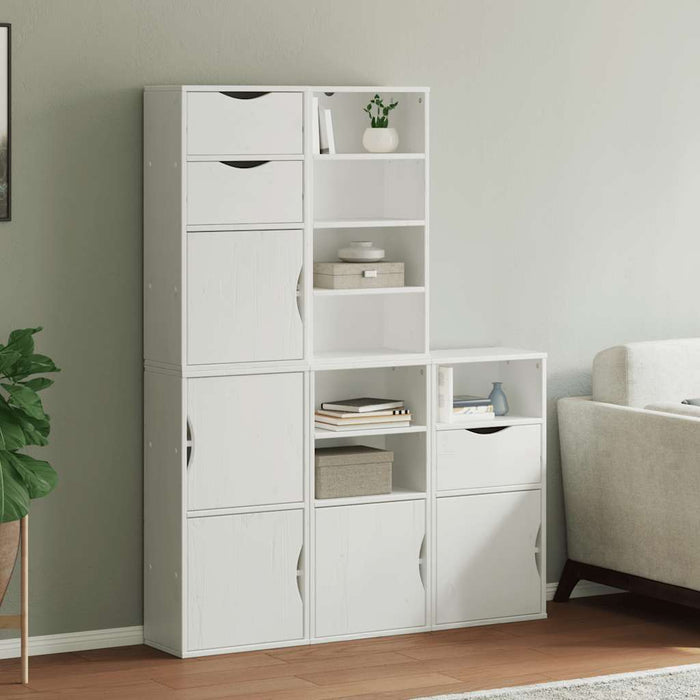 Dulapuri laterale 5 buc ODDA alb 40x24x79 cm lemn masiv de pin WALTI