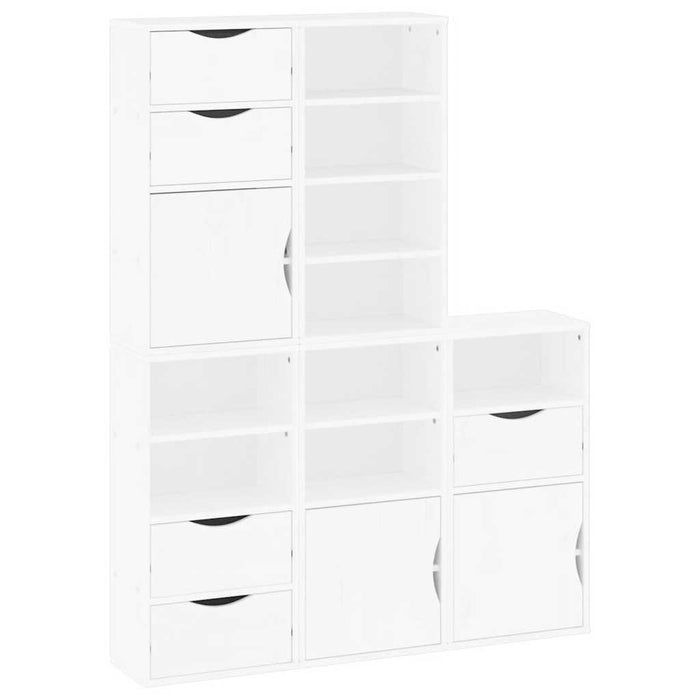 Dulapuri laterale 5 buc ODDA alb 40x24x79 cm lemn masiv de pin WALTI