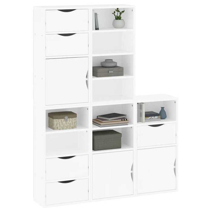 Dulapuri laterale 5 buc ODDA alb 40x24x79 cm lemn masiv de pin WALTI