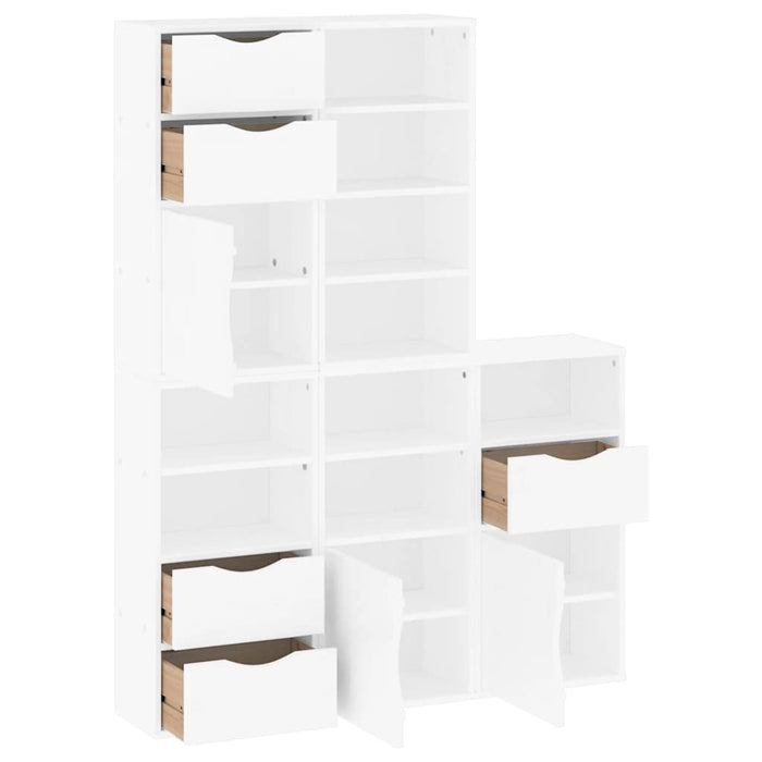 Dulapuri laterale 5 buc ODDA alb 40x24x79 cm lemn masiv de pin WALTI