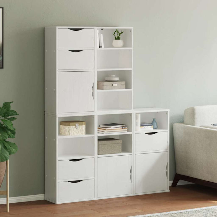 Dulapuri laterale 5 buc ODDA alb 40x24x79 cm lemn masiv de pin WALTI