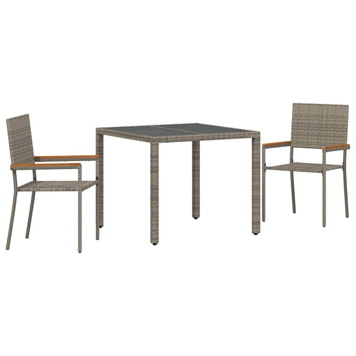 Set de masă pentru grădină 3 pcs Gri și Brown poliratan - WALTI WALTI