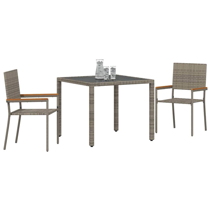 Set de masă pentru grădină 3 pcs Gri și Brown poliratan - WALTI WALTI