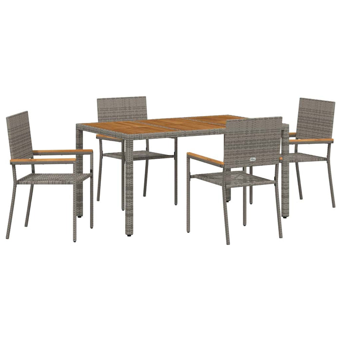 Set de masă pentru grădină 5 pcs Gri poliratan - WALTI WALTI