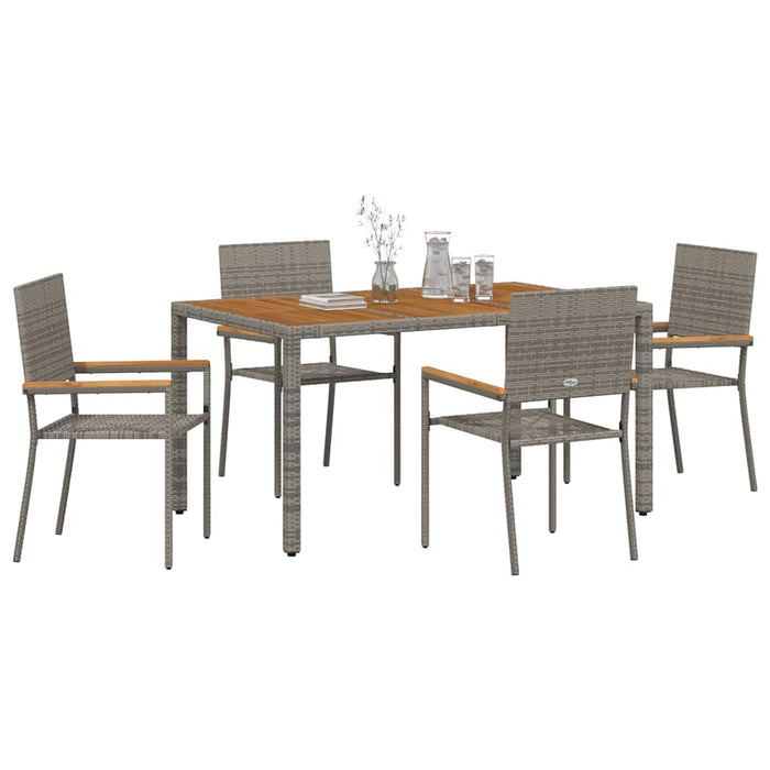 Set de masă pentru grădină 5 pcs Gri poliratan - WALTI WALTI