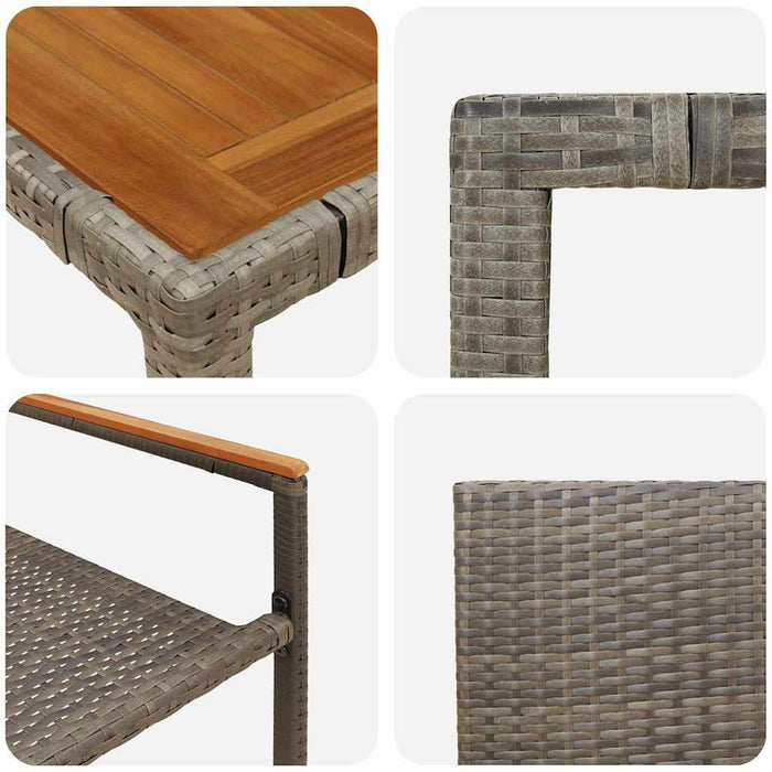 Set de masă pentru grădină 7 pcs Gri poliratan - WALTI WALTI