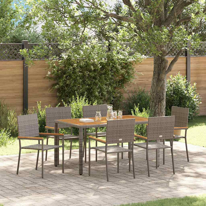 Set de masă pentru grădină 7 pcs Gri poliratan - WALTI WALTI