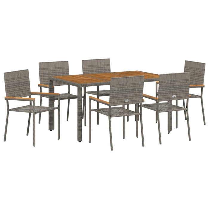 Set de masă pentru grădină 7 pcs Gri poliratan - WALTI WALTI