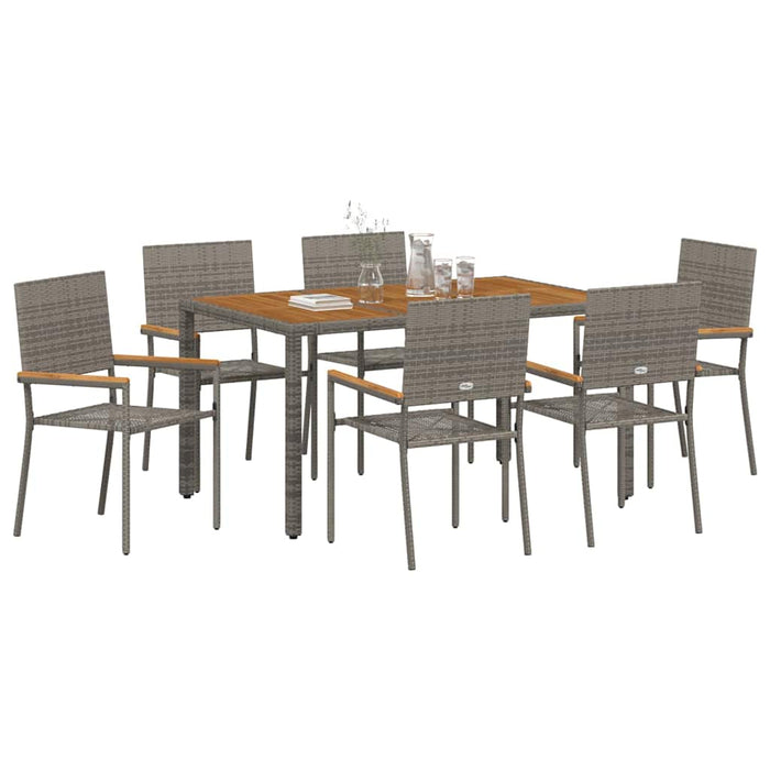 Set de masă pentru grădină 7 pcs Gri poliratan - WALTI WALTI
