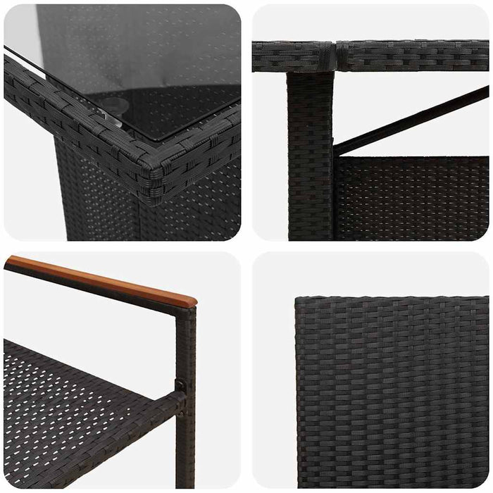 Set de masă pentru grădină 9 pcs Negru Rattan poli - WALTI WALTI