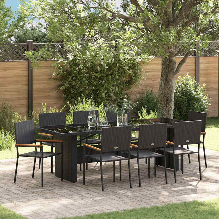 Set de masă pentru grădină 9 pcs Negru Rattan poli - WALTI WALTI