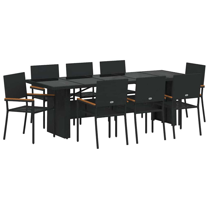 Set de masă pentru grădină 9 pcs Negru Rattan poli - WALTI WALTI