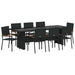 Set de masă pentru grădină 9 pcs Negru Rattan poli - WALTI WALTI
