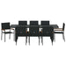 Set de masă pentru grădină 9 pcs Negru Rattan poli - WALTI WALTI