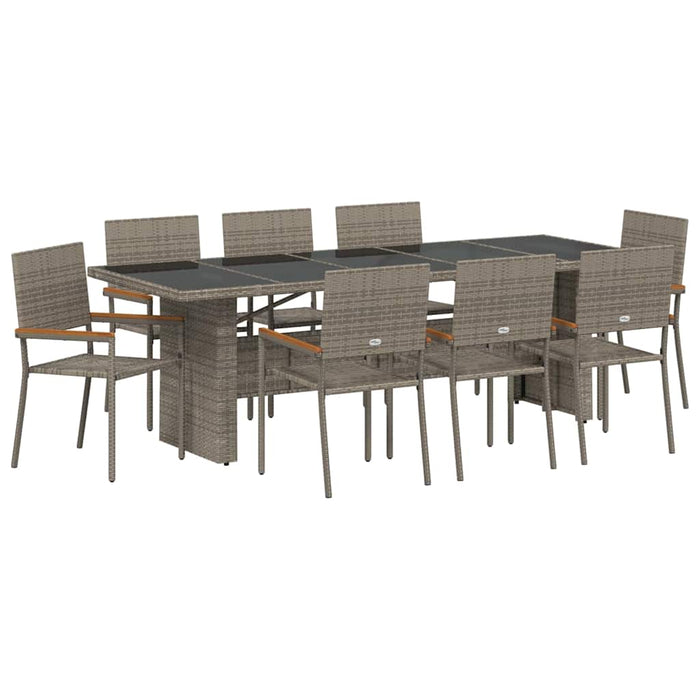 Set de masă pentru grădină 9 pcs Gri 8 locuri Poliratan - WALTI WALTI