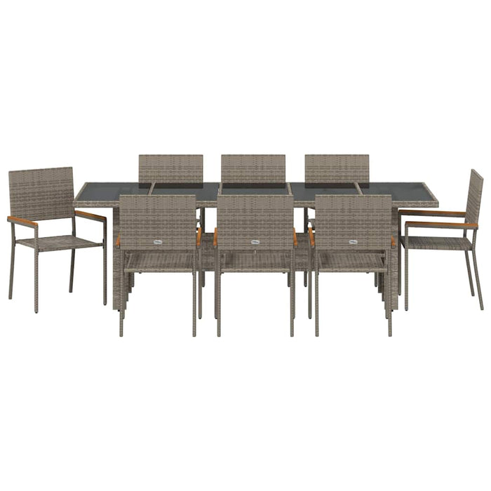 Set de masă pentru grădină 9 pcs Gri 8 locuri Poliratan - WALTI WALTI